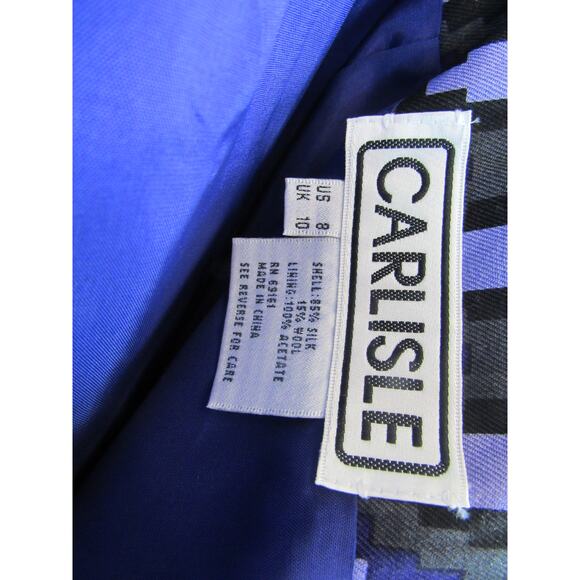 Carlisle US 8 Silk Wool Purple and Black Geometric Zip Zag Pleated Skirt - Picture 7 of 8